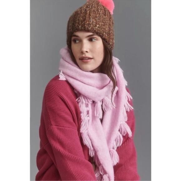 Anthropologie knit tassel triangle grandmacore winter scarf - Picture 1 of 7